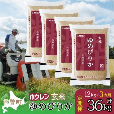 ふるさと納税 壮瞥町 【令和7年産】【3ヶ月定期配送】(玄米12kg)ホクレンゆめぴりか(3kg×4袋) SBTD177