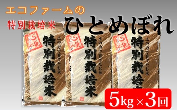 
                  令和8年産【定期便3回】エコファームのひとめぼれ5kg×3回（計15kg）
                