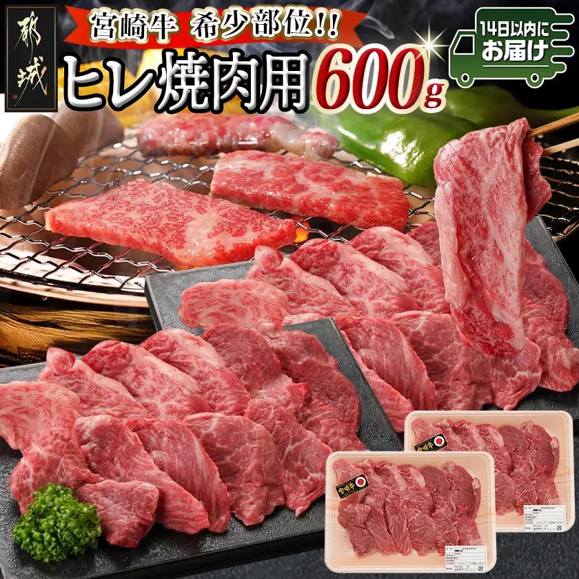 宮崎牛ヒレ焼肉用600g≪みやこんじょ快速便≫〔AF-8902-R〕_(都城市) 宮崎県産宮崎牛 ヒレ焼肉用 焼肉用カット ヒレ肉 冷凍配送