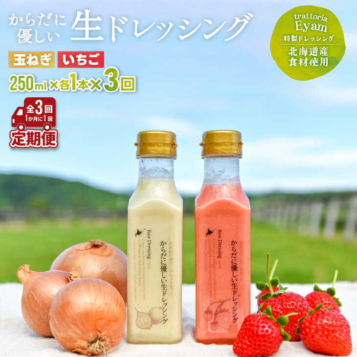 【ふるさと納税】【家庭用】からだに優しい『生ドレッシング』定期便(全3回)[52-1326]※離島・沖縄県発送不可※ 北海道 浦河 ふるさと納税 ドレッシング いちご 玉ねぎ セット 無添加 詰め合わせ 定期便 送料無料
