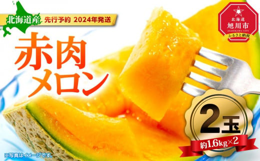 【先行予約】 北海道産赤肉メロン約1.6kg×2玉 (2024年7月中旬から発送予定) 【 果物 くだもの フルーツ 】