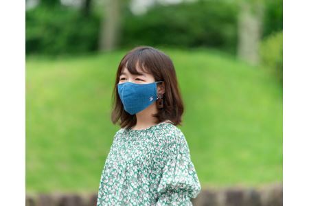 備後絣　うす紺　立体美マスク　レギュラーサイズ　2枚組 No.341