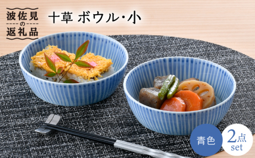 【波佐見焼】十草 ボウル 小 2点セット（青） 食器 皿 【大新窯】 [DC90]