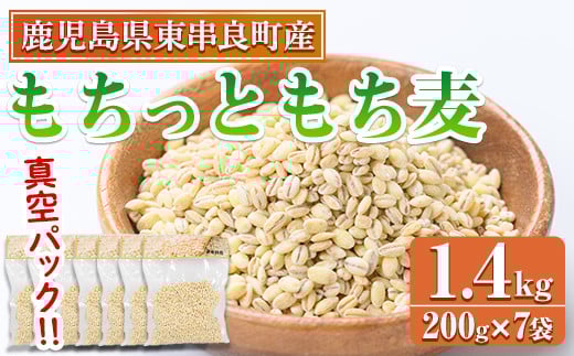 【0115915a】物産館おススメ！もちっともち麦(計1.4kg・200g×7袋) 鹿児島県産 もちむぎ もち麦 もち麦ごはん 常温 常温保存 【東串良物産館ルピノンの里】