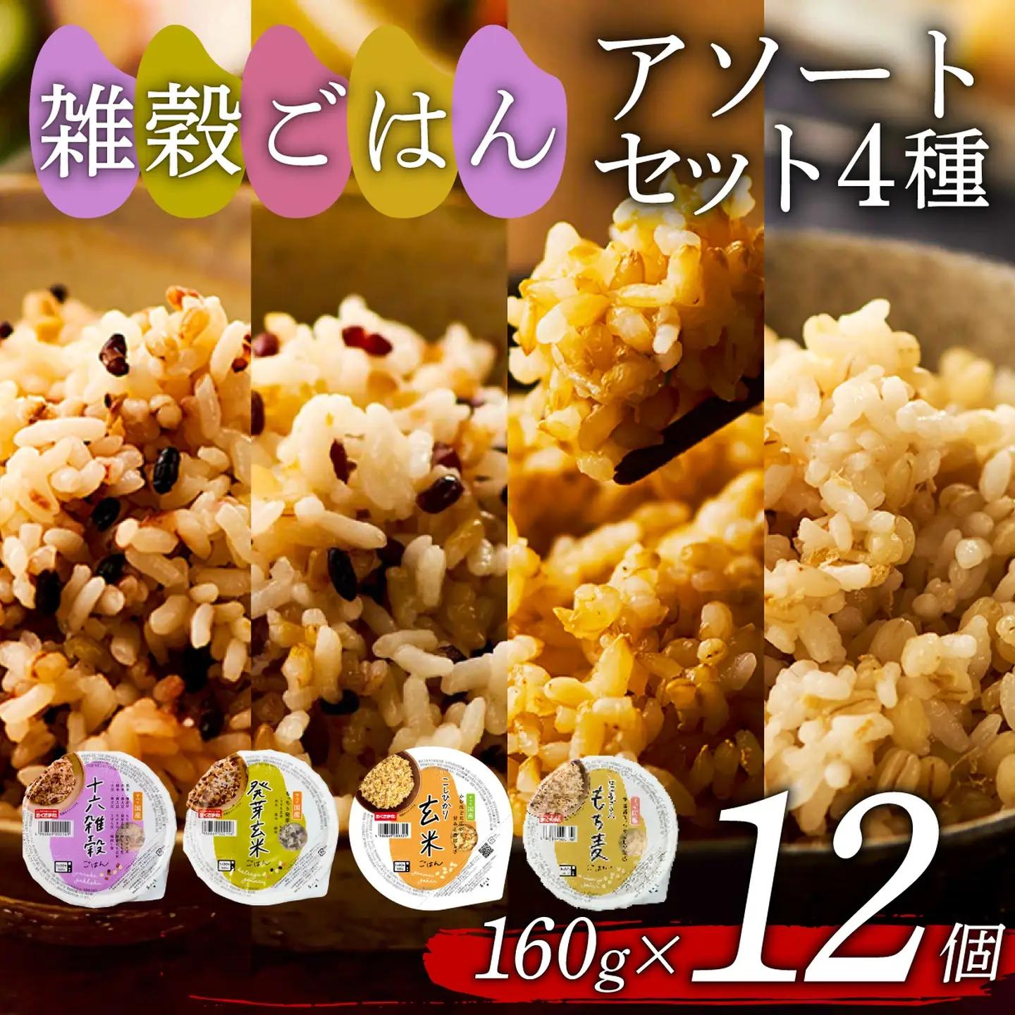 【玄米 雑穀米】 国産100% 4種セット 160g 12個 パックご飯 食べ比べ 雑穀