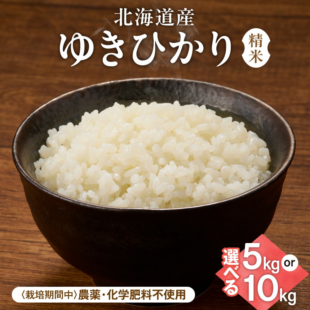【ふるさと納税】【北海道産】ゆきひかり 【選べる容量】5kg 10kg 〈栽培期間中農薬・化学肥料不使用〉 精米