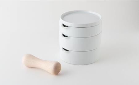 【コンパクトで多機能】SITAKU ５点セット【KIHARA】有田焼 蓋つきキッチンツール おろし器 レモン絞り すり鉢 すり棒 収納 一人暮らし 食器 離乳食 出産祝い 食洗機対応 キハラ A35-
