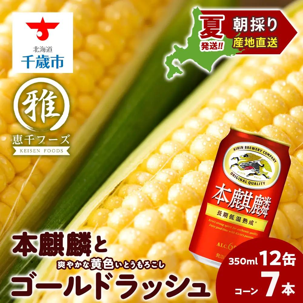 2026年夏発送 キリン本麒麟350ｍl 12缶＆黄色いとうもろこしゴールドラッシュ7本