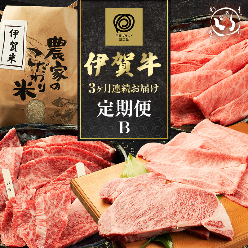 伊賀牛 定期便 3ヶ月 霜降り 三重県 名張市 森脇商店 和牛 国産牛 お取り寄せ ギフト 贈り物 高級 産直 毎月 ステーキ 黒毛和牛 グルメ 食通 肉好き 毎月届く 贅沢 A5 A4 産地直送
