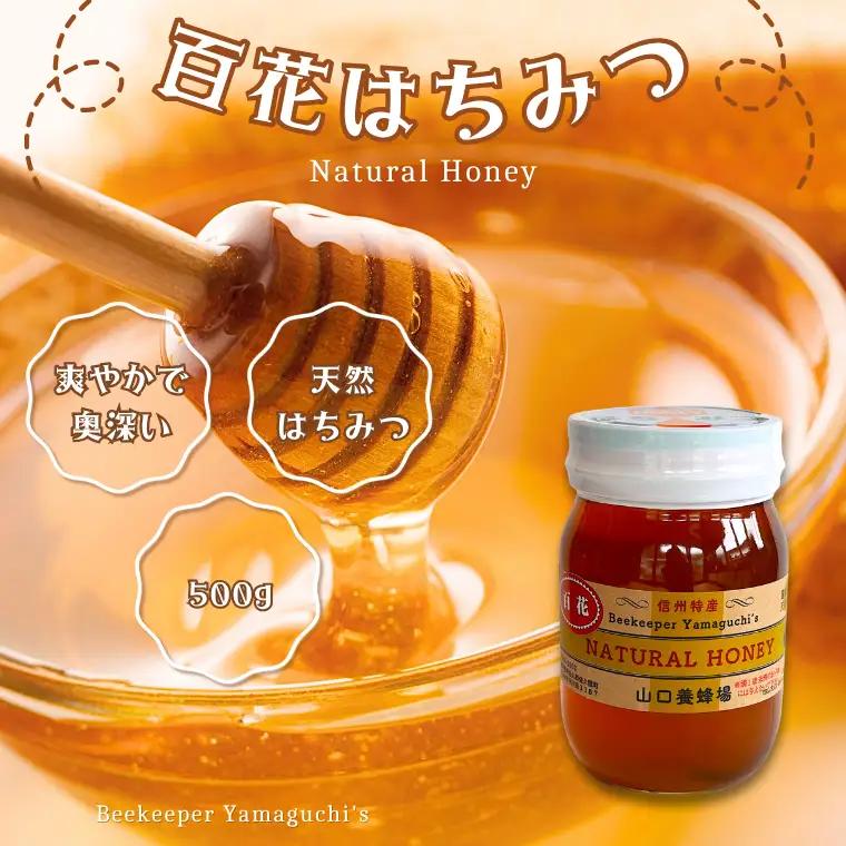 信州特産！！「国産純粋　天然 百花はちみつ」500ｇ｜ハチミツ 蜂蜜  [YY-102-2] 
