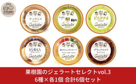 果樹園のジェラートセレクトvol.3 [6種×各1個] 合計6個セット  ジェラート詰合せ アイス詰合せ  [田沢農園] 【010S249】