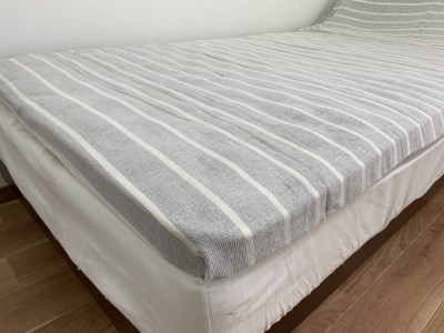 オーガニックコットン タオルシーツ シングル 145×230cm しまふわ グレー SNS-12GY [1803]