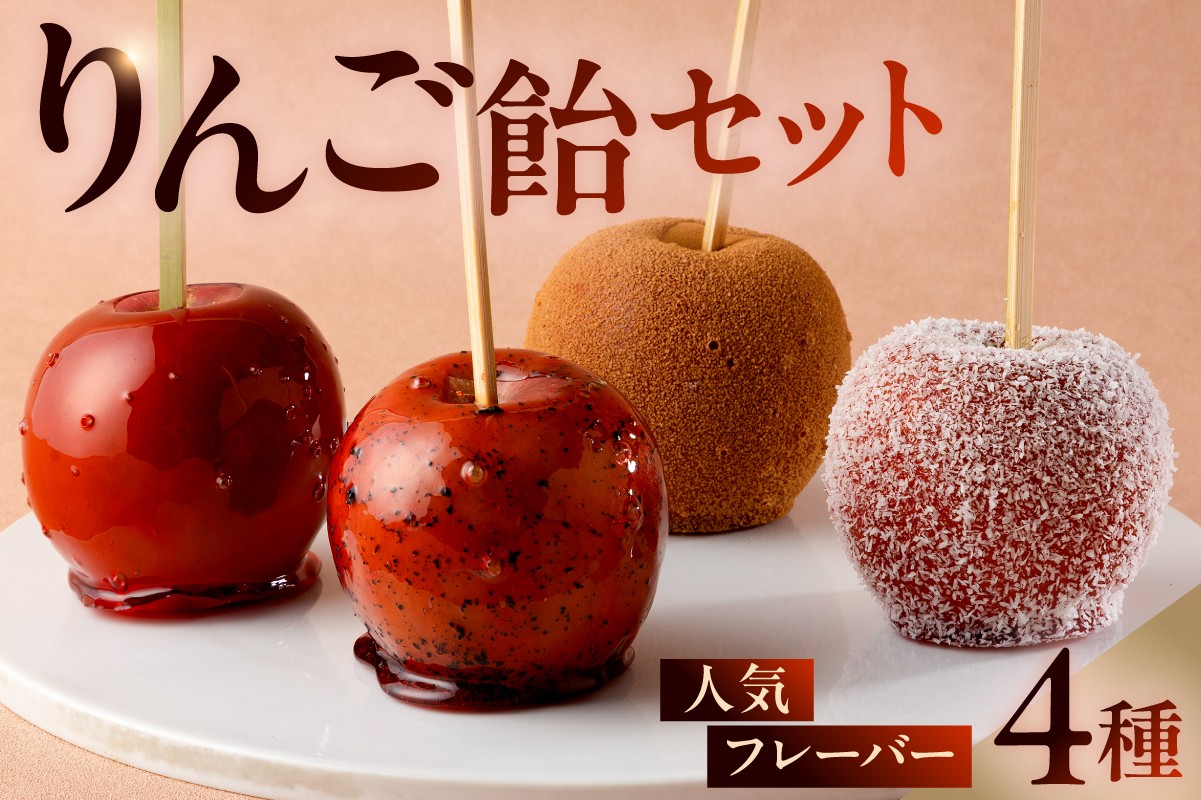 
            AERIりんご飴セット：人気フレーバー４種 【りんご りんご飴 人気 フルーツ フレーバー プレーン 紅茶 シナモン ココナッツ スイーツ】
          