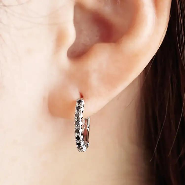 ピアス フープピアス プラチナ PT900 ブラックダイヤモンド 0.36ct 【f215-bd-pt】 [オーダーメイドジュエリーメイ 山梨県 韮崎市 20745466]