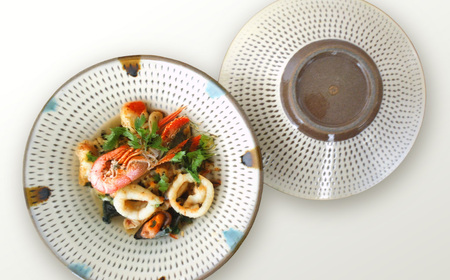 【小石原焼　まるた窯】深鉢2枚セット（三彩） C16