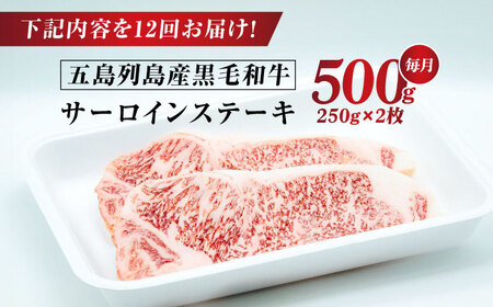 【全12回定期便】五島列島産 黒毛和牛 サーロインステーキ 250g×2枚 五島市/山口Farm[PGJ020]