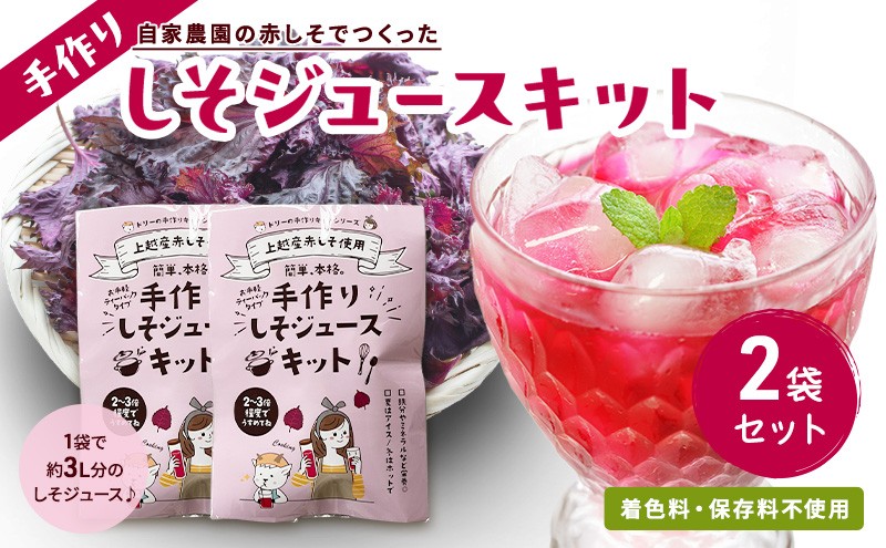 
                  【ふるさと納税】 しそジュース 手作り キット 2袋 セット 煮出し パック 自家製 赤しそ 紫蘇ジュース しそ シソ 赤紫蘇 赤シソ 着色料不使用 保存料不使用 新潟県 上越市 国産
                