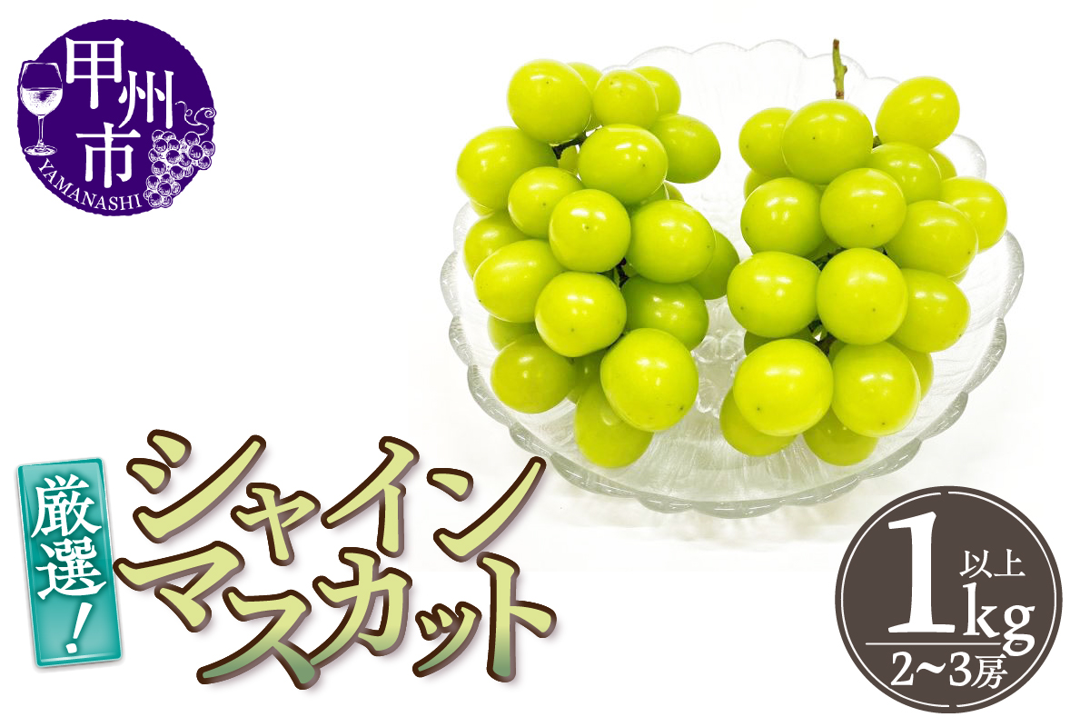 厳選！山梨県甲州市産 シャインマスカット 1kg以上（2～3房）【2025年発送】（THR）B-807