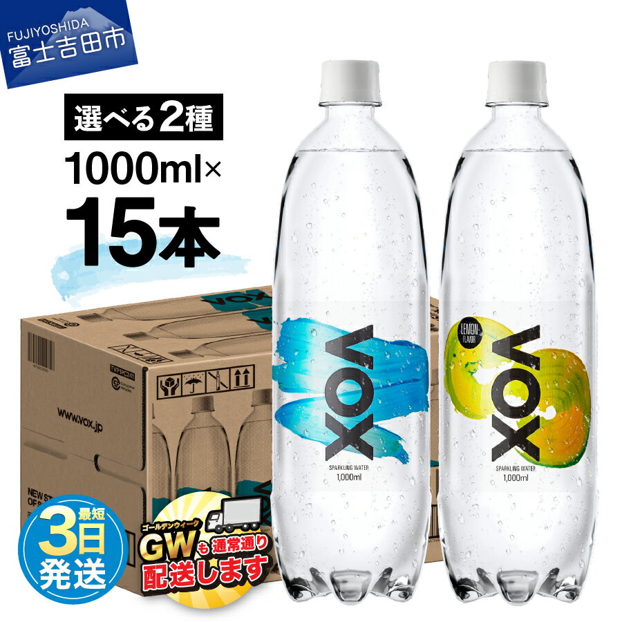 すぐ届く 強炭酸水 大容量 1L×15本 VOX バナジウム 炭酸水　選べる2種