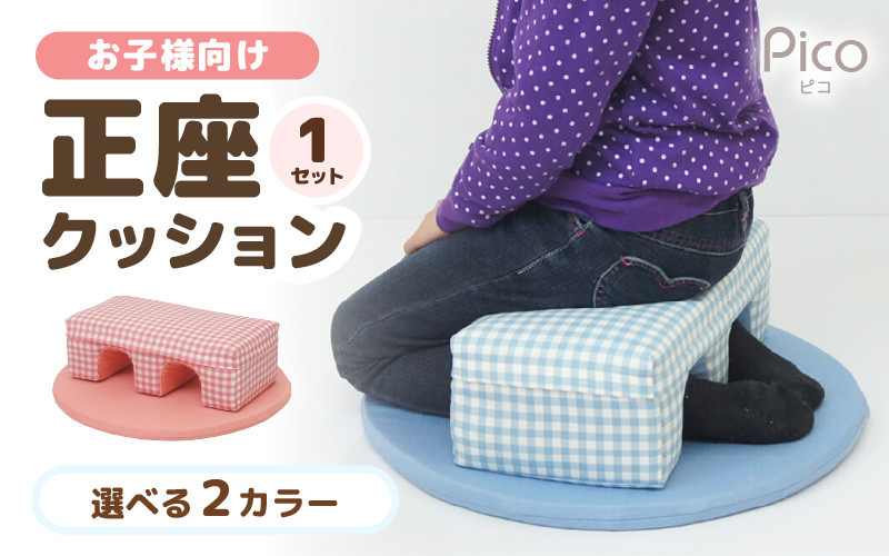 
お子様向け 正座クッションセット ピコ《優しいカラーのクッション・マットの組み合わせ》／ カラー 全2色（空色・ピンク）
