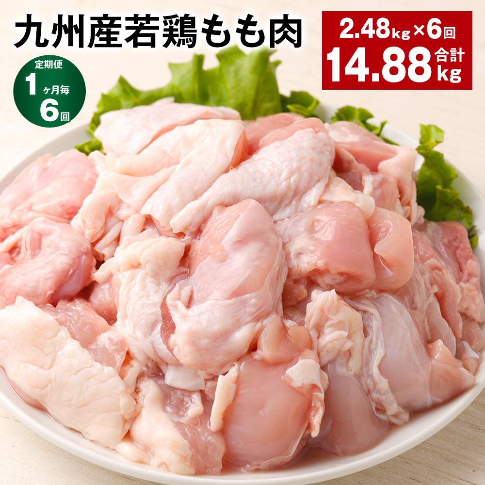 【ふるさと納税】【定期便】【1ヶ月毎6回】九州産若鶏もも肉 計約14.88kg(約2.48kg×6回)肉 お肉 鶏肉 若鶏 もも肉 唐揚げ てりやき チキンカレー 棒々鶏 煮物 国産 九州 熊本県 菊池市 送料無料《お申し込みの翌月から出荷》