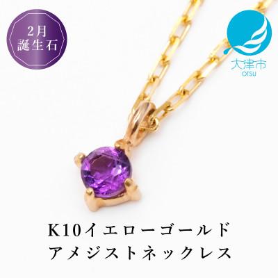 ふるさと納税 大津市 【10金 2月誕生石 アメジストネックレス】大人シンプル 華奢見えチェーン 天然石 一粒ペンダント