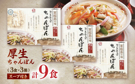 厚生ちゃんぽん スープ付 9食セット(3食セット×3) / 長崎ちゃんぽん ちゃんぽん チャンポン ちゃんぽん麺 めん 麺 麺類 スープ スープ付き 長崎 / 諫早市 / 株式会社白雪食品[AHAI0