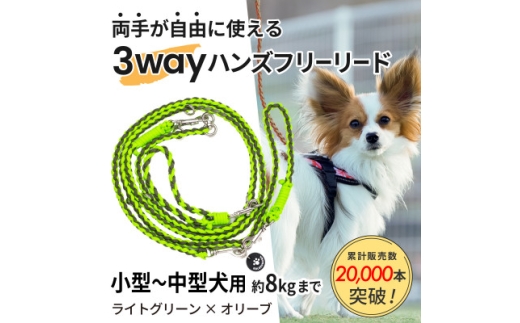 ＜犬用＞3WAYハンズフリーリード(小型～中型犬用)ライトグリーン×オリーブ＜ゴールデンママ＞【1743132】