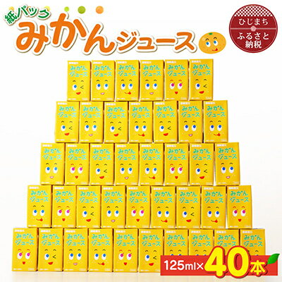 【ふるさと納税】【紙パック】みかんジュース　125ml×40本_ 飲料 ジュース ご当地ドリンク お取り寄せ 人気 美味しい ミカンジュース みかん ミカン 子供 温州みかん 【1107110】