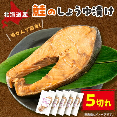 【ふるさと納税】【北海道斜里町産】鮭のしょうゆ漬け5切〈焼いてあるのでゆせんで簡単〉【配送不可地域：離島・沖縄県】【1547467】