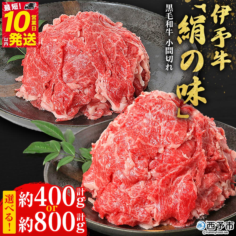 【ふるさと納税】＜伊予牛「絹の味」黒毛和牛 小間切れ 約400g / 800g＞ 選べる お肉 牛肉 精肉 国産 和牛 ブランド牛 こま切れ 小分け 全国農業協同組合連合会 愛媛県本部／愛媛県 西予市【冷凍】『最短10営業日以内に順次発送』