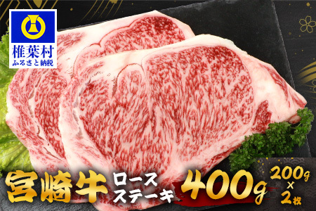 宮崎牛ロースステーキ 400g（200g×2枚） お試しステーキソース付き 宮崎牛 和牛 黒毛和牛 牛肉 ロースステーキ ステーキ肉 精肉 TK-98
