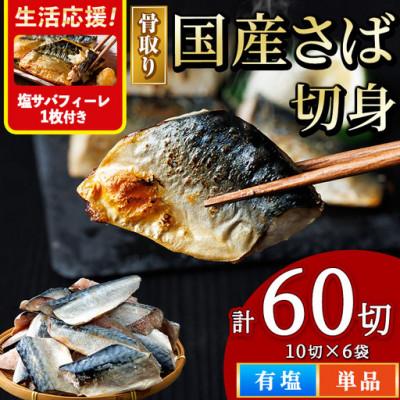 ふるさと納税 門川町 国産 骨取り 塩さば切身(10切×6袋)