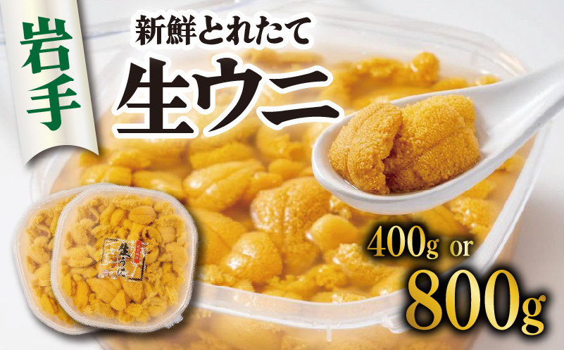 
            【期間限定】 生うに 選べる 容量 400g 800g 無添加 ミョウバン不使用 冷蔵 岩手県 ［ 季節限定 生雲丹 天然 海鮮丼 寿司 ウニ丼 刺身 ］ 
          