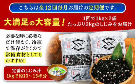 【全12回定期便】地元でも入手困難なレアサイズ！ Lサイズ 宍道湖産ヤマトシジミ(冷凍砂抜き済み)1kg×2袋(2kg) 島根県松江市/宍道湖漁業協同組合[ALAZ011]