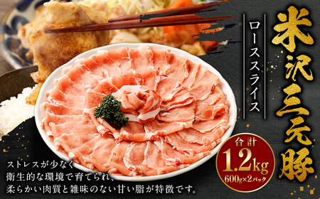 米沢三元豚 ローススライス 1.2kg (600g×2P) 豚肉 ブランド肉 お肉