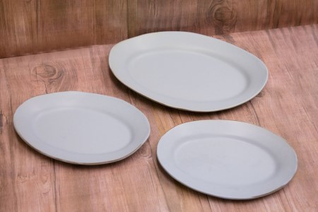 【おうちで陶炎祭】　オーバルプレート 3点セット　「向山窯」作【笠間焼】 AY-013