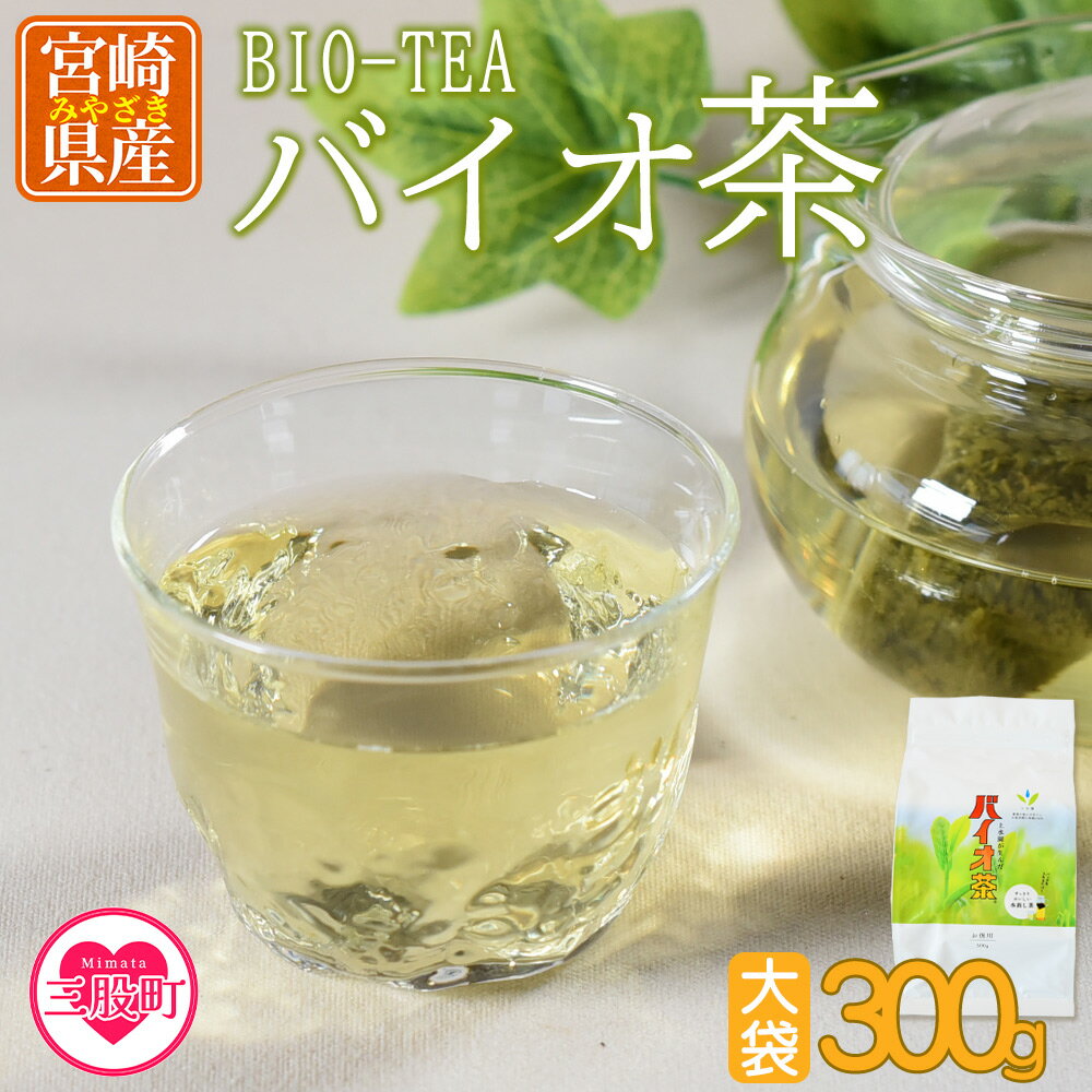 【ふるさと納税】【年内お届け】＜バイオ茶大袋(1袋)300g＞ お茶 茶葉 tea 緑茶 製茶 みずだし 水出し アイスティー ティーバッグ パック マグボトル 飲料 お手軽 水分補給 運動 スポーツ 部活 国産 宮崎県産 九州産 オフィス ドリンク 【MI091-km】【宮崎上水園】