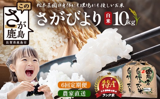 
                  先行受付【6回定期便】令和8年産 新米 さがびより 10kg×6回 計60kg 佐賀県産 特A評価獲得品種 白米 米 お米 こめ 毎月お届け 定期便 佐賀県 鹿島市 R-13
                