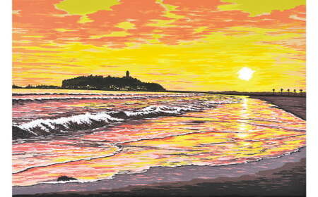 版画 「渚の輝き」グリーン額縁 | 版画 セリグラフ