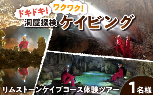 ドキドキ！ワクワク！ケイビング（洞窟探検）リムストーンケイブコース体験ツアー【1名様】　W019-006u