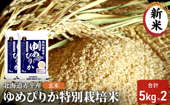 【先行予約2025年産米・11月上旬より順次出荷】玄米 北海道赤平産 ゆめぴりか 10kg (5kg×2袋) 特別栽培米 米 北海道 お米 ふるさと納税 