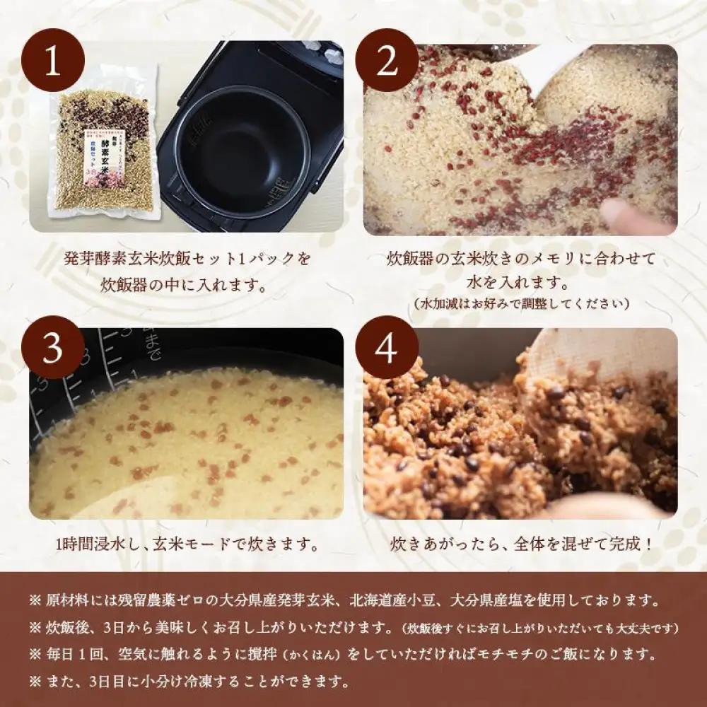 発芽酵素玄米炊飯セット 3合  (450g)  洗わずそのまま炊ける 無洗米 10袋 米 玄米 発芽玄米 酵素 お米 食物繊維 モチモチ お手軽 簡単 大分県 大分 玖珠町 玖珠