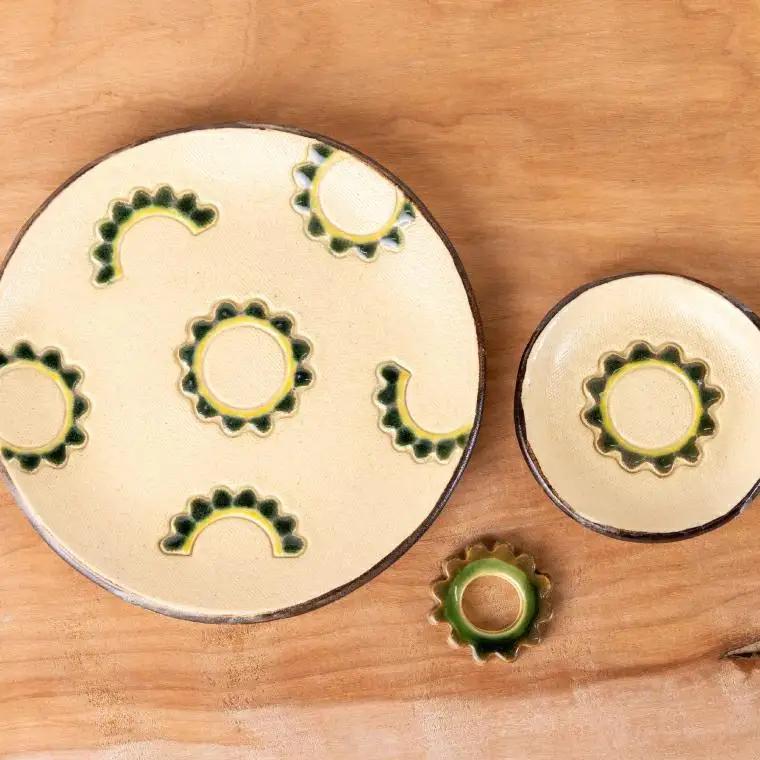 ゴーヤーの3点食器セット（丸）