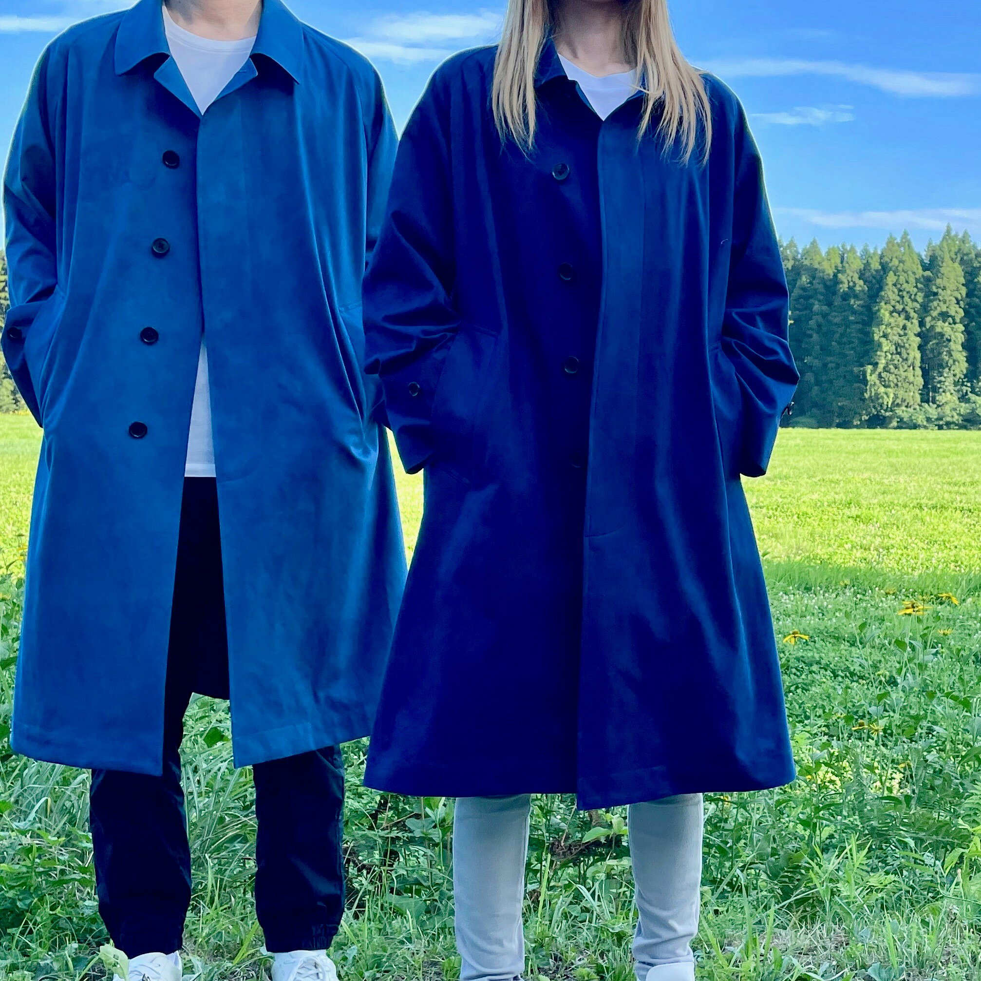【ふるさと納税】 SANYOSEWING×あおもり藍「本藍染コート」藍色（ネイビー）【02402-0222】 送料無料 青森県 七戸町 衣類 洋服 コート トレンチコート ステンカラーコート 羽織 上着 藍染 シンプル 男性 女性 メンズ レディース アパレル ユニセックスデザイン