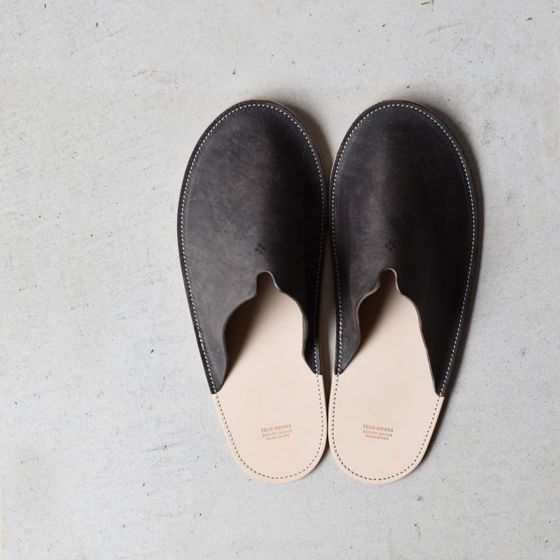 Teha’amana Slipper Smoke M テハマナ スリッパ スモーク M ブラック 革 皮 雑貨 おしゃれ レザー 本革 こだわりの逸品 地域特産品 ギフト 自分用 人気 おすすめ