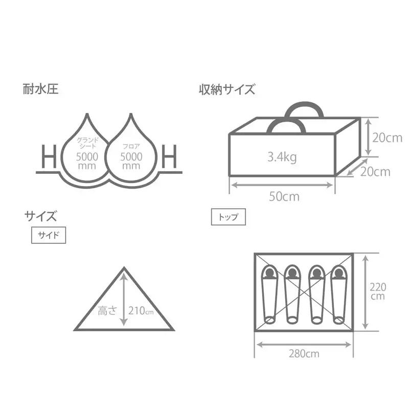 【DOD】ワンポールテント RX （M）用インナーテントセット（ TN3-951-GY ）