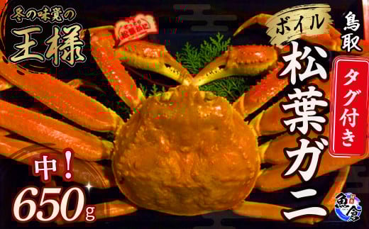 【魚倉】タグ付きボイル松葉ガニ（中６５０ｇ）冷蔵 カニ ボイル 松葉ガニ タグ付き 新鮮 カニ爪 ズワイガニ ずわいがに おすすめ 国産 鮮度抜群 鳥取県 倉吉市