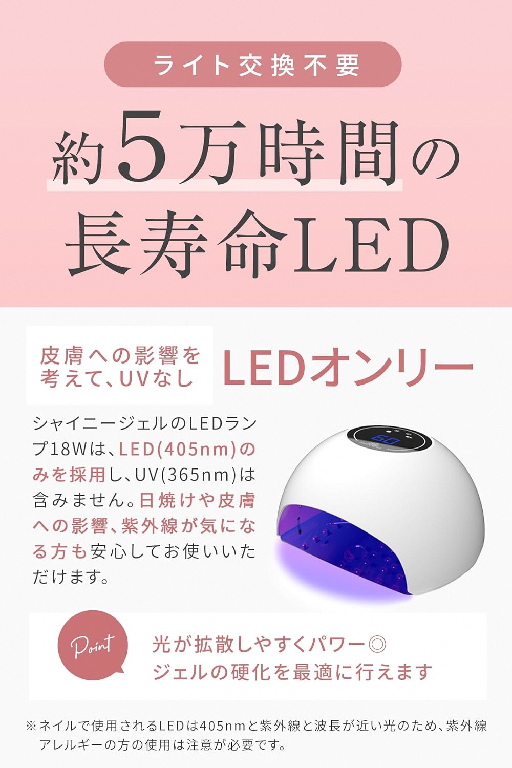 シャイニージェル 18WLEDランプ ネイルライト LEDライト UVなし SHINYGEL ｜ネイル用品 ネイルライト ジェルネイルライト LED ネイルランプ ネイル 道具 ジェルネイルセルフ シ