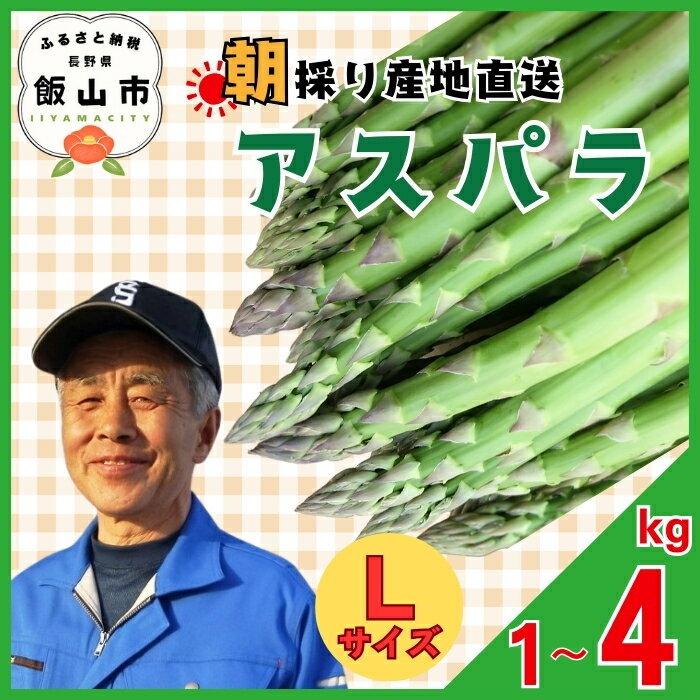 【ふるさと納税】 ＼アスパラガス／ 先行予約 朝採り! 露地栽培 アスパラガス L級サイズ 1kg《出荷時期：2026年5月〜》【 信州 飯山 アスパラ アスパラベーコン おかず 夕食 肉巻き バーベキュー 春アスパラ 露地栽培 朝採れ 野菜 新鮮 農家直送 産地直送 旬野菜 】(Bu)